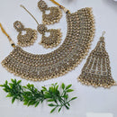 NAFJ Gold Plated Crystal Stone And Pearl Necklace Set
