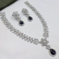 NAFJ Silver Plated American Daimonds For Modern Elegance Necklace Set