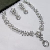 NAFJ Silver Plated American Daimonds For Modern Elegance Necklace Set