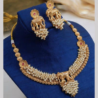 NAFJ Trendy Pota Stone And Pearl Necklace Set