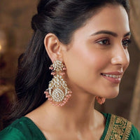NAFJ Royal Look Kundan Stone And Pearl Dangler Earrings