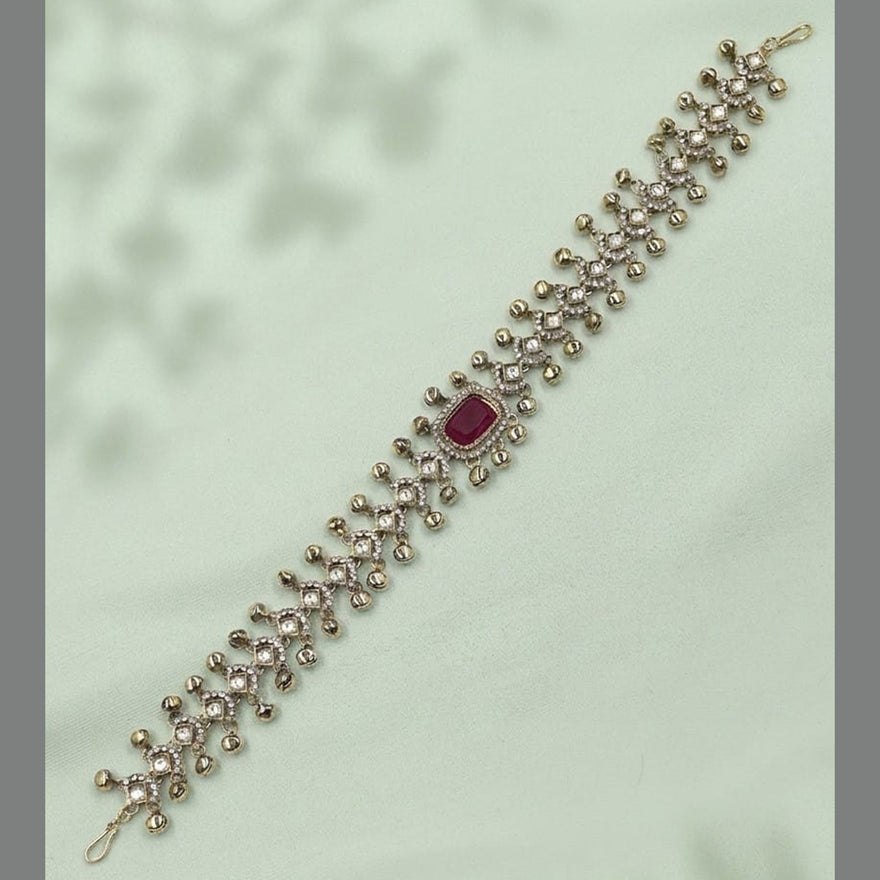 NAFJ Heritage Crystal Stone And Ghungroo Sheeshphool