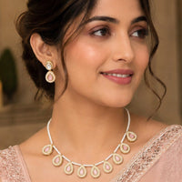 NAFJ Designer Kundan Stone And Pearl Jewellery Set for Women