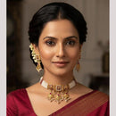 NAFJ Graceful Pota Stone And Pearl Choker Necklace Set