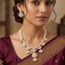NAFJ Graceful Polki Kundan Stone And Pearl Necklace Set