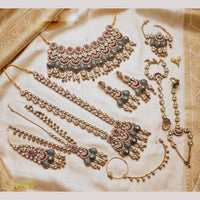 NAFJ Grand Kundan Stone Pearl And Beads Bridal Jewellery Set