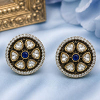NAFJ Elegant  Polki Kundan Stone Stud Earrings
