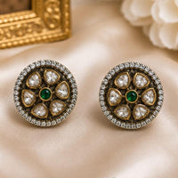 NAFJ Elegant  Polki Kundan Stone Stud Earrings