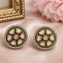 NAFJ Elegant  Polki Kundan Stone Stud Earrings