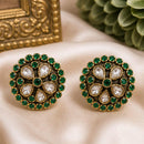 NAFJ Polki Kundan And Austrian Stone Floral Stud Earrings