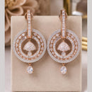 NAFJ Rose Gold Plated AD Stone Dangler Earrings for Women