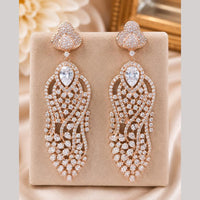 NAFJ Rose Gold Plated Austrian And Crystal Stone Dangler Earrings for Women