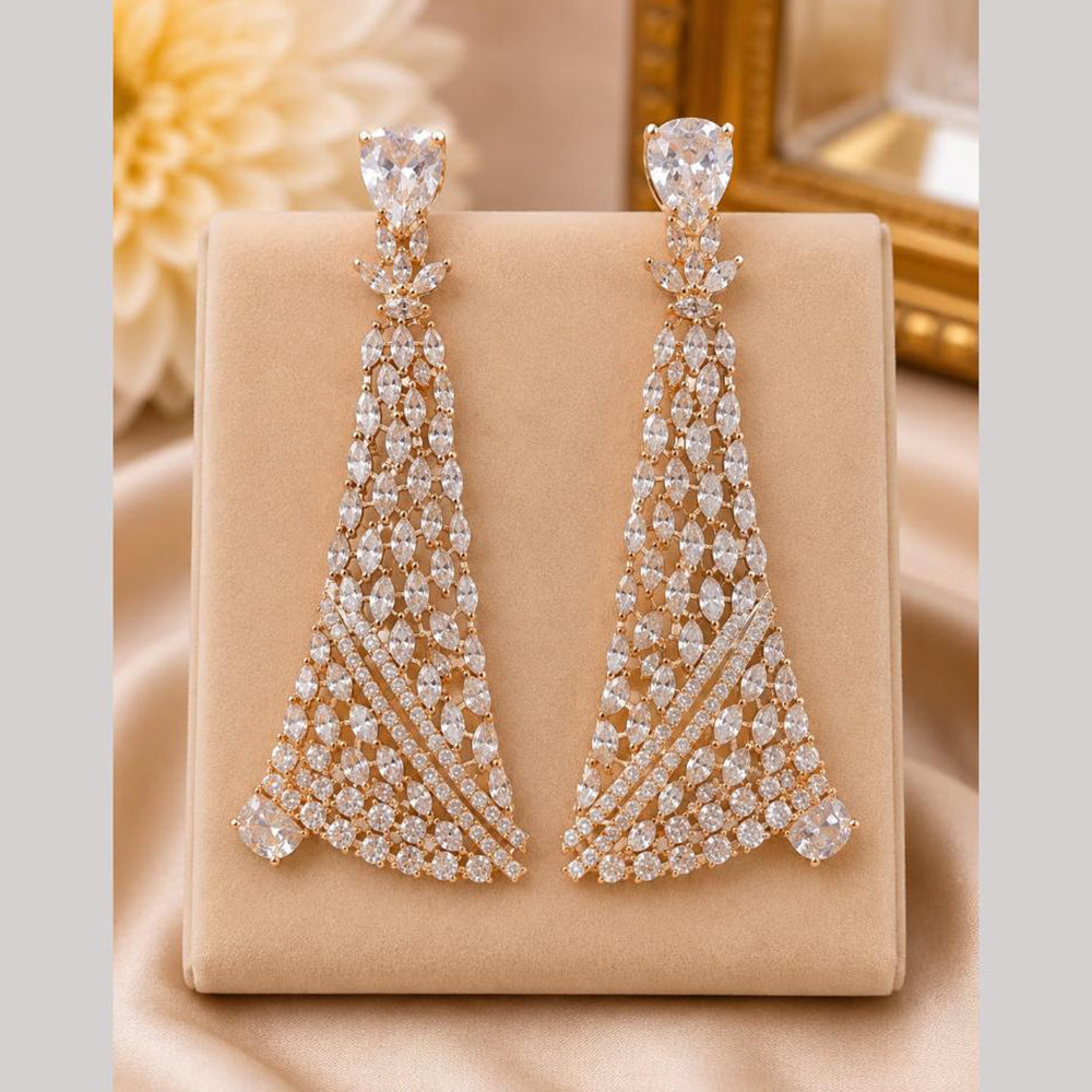 NAFJ Rose Gold Plated Austrian And Crystal Stone Dangler Earrings for Women