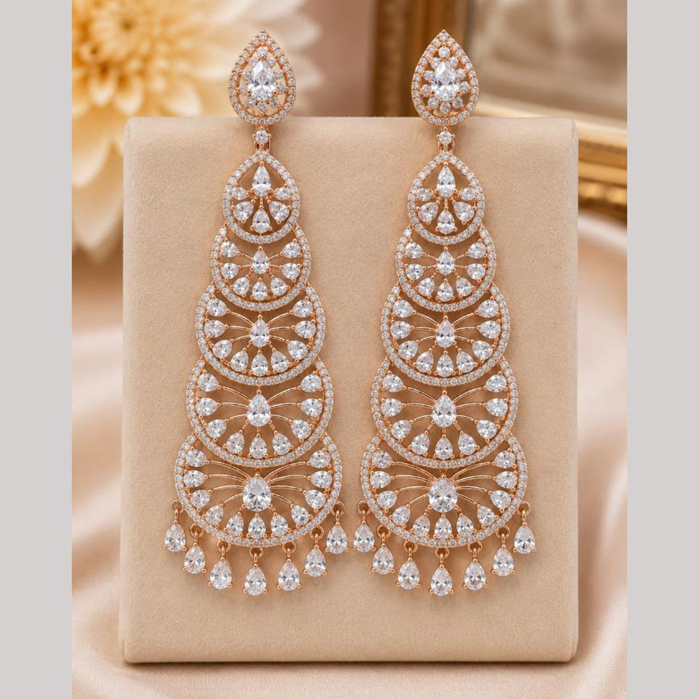 NAFJ Rose Gold Plated Crystal Stone Dangler Earrings for Women