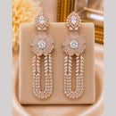 NAFJ Rose Gold Plated Crystal Stone Floral Dangler Earrings for Women
