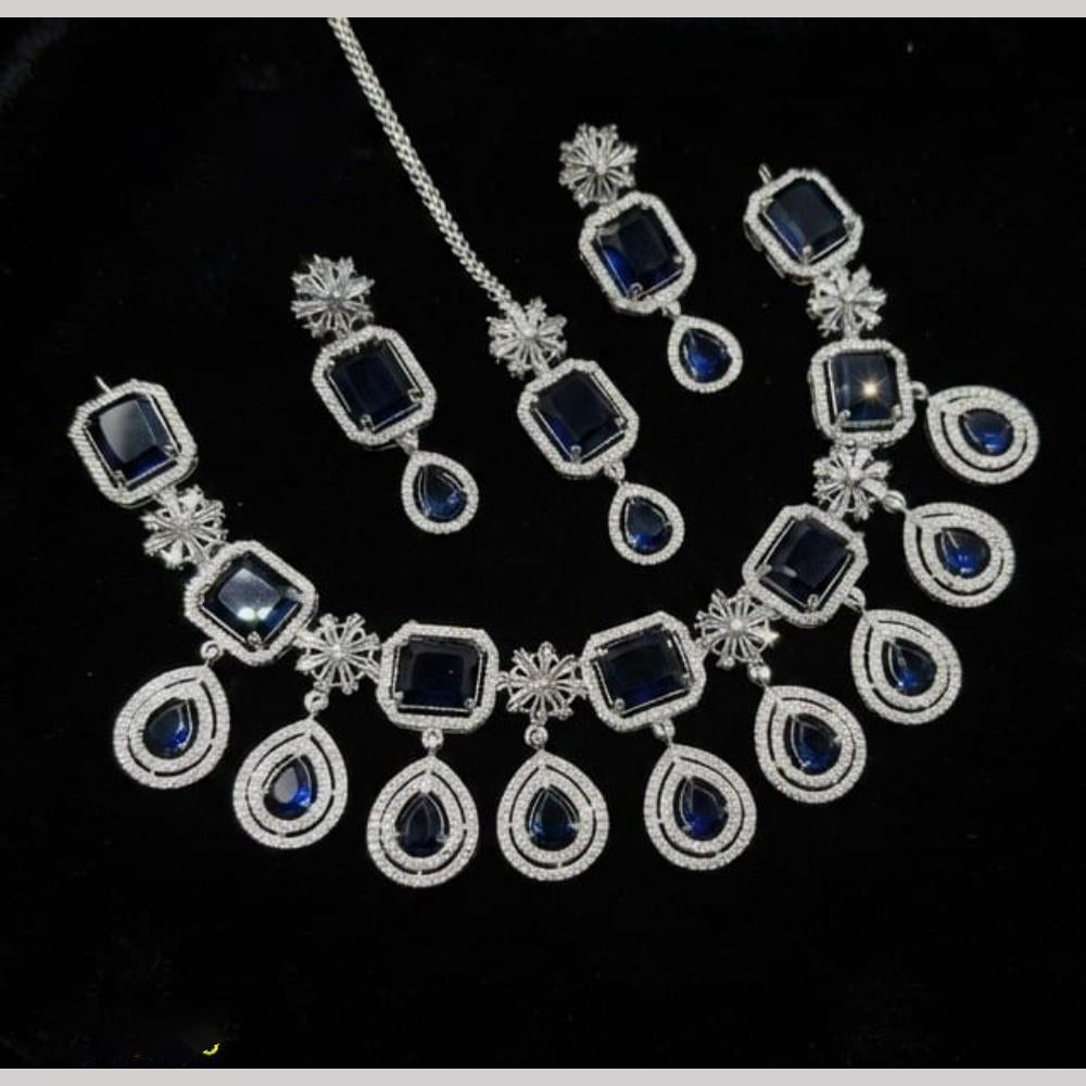 NAFJ Royal American Daimond Necklace Set With Maang Tikka