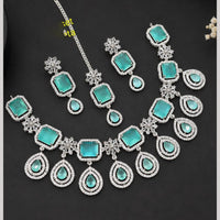NAFJ Royal American Daimond Necklace Set With Maang Tikka