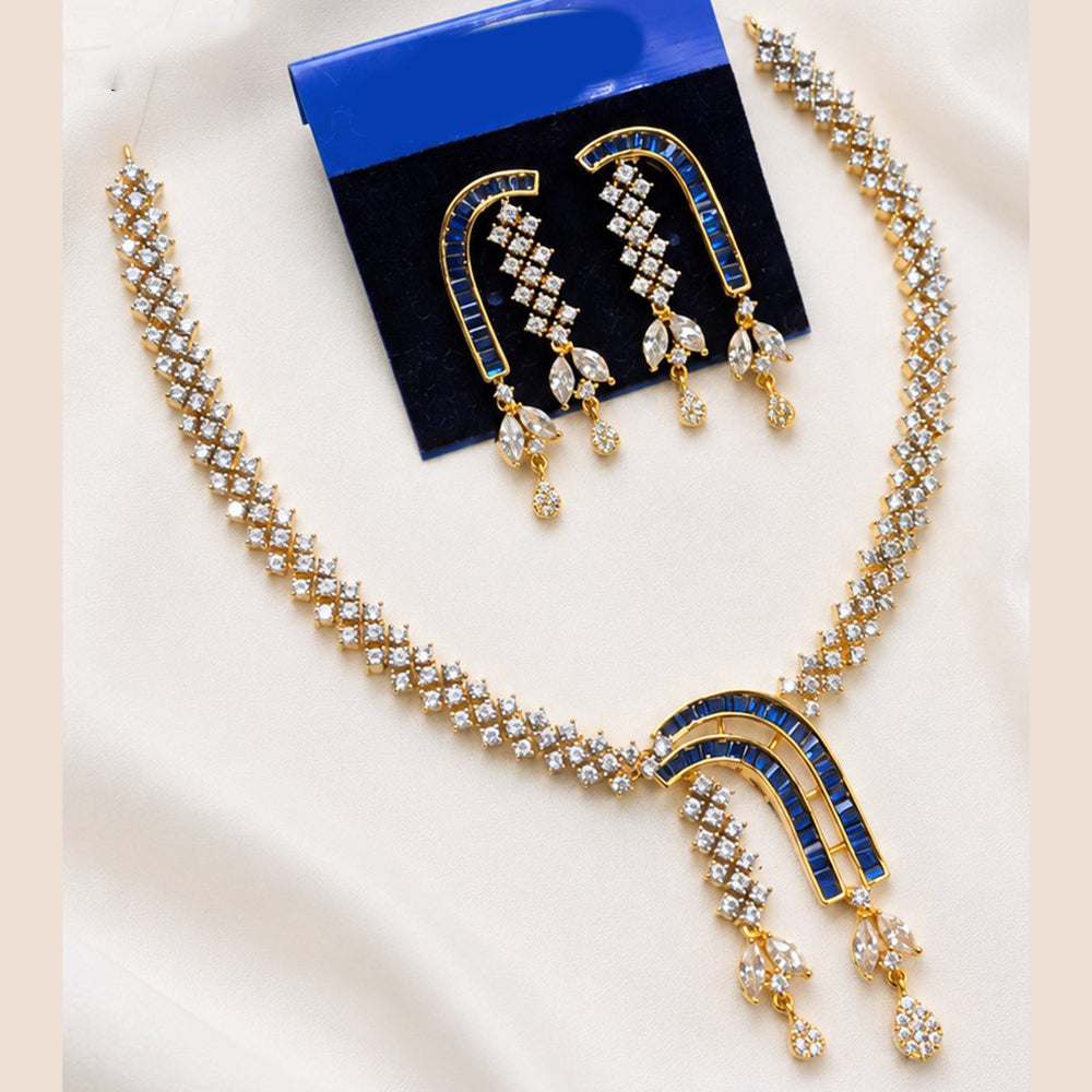 NAFJ Gold Plated Royal American Daimond Necklace Set