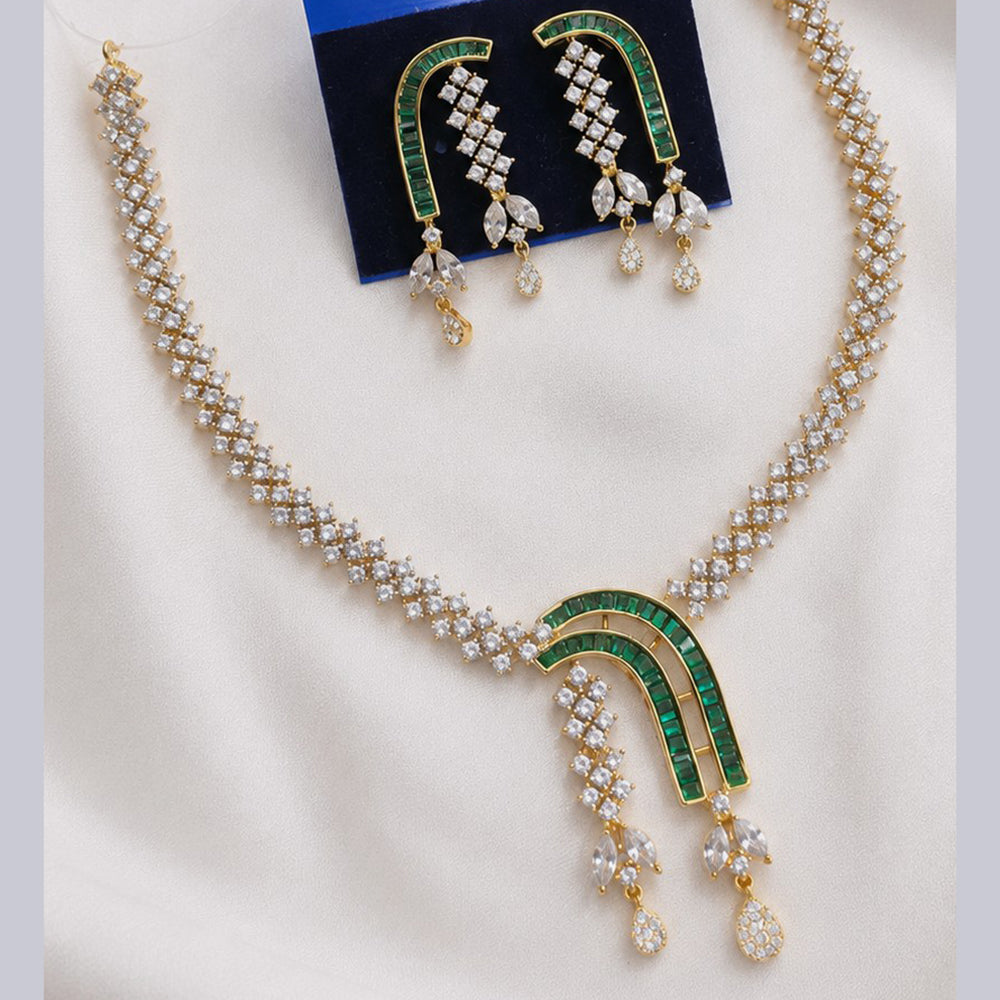 NAFJ Gold Plated Royal American Daimond Necklace Set