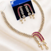 NAFJ Gold Plated Royal American Daimond Necklace Set