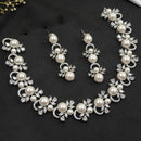 NAFJ Graceful Austrian Stone And Pearl Choker Necklace Set