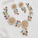 NAFJ Graceful Austrian Stone And Pearl Choker Necklace Set