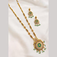 NAFJ Graceful Pota Stone And Pearl Long Necklace Set