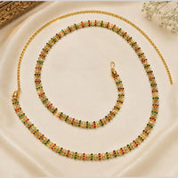 NAFJ Gold Plated Pota Stone And Pearl Kamarbandh