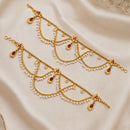 NAFJ Gold Plated Kundan Stone And Pearl Payal / Anklet