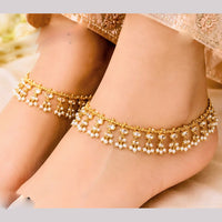 NAFJ Gold Plated Kundan Stone And Pearl Payal / Anklet