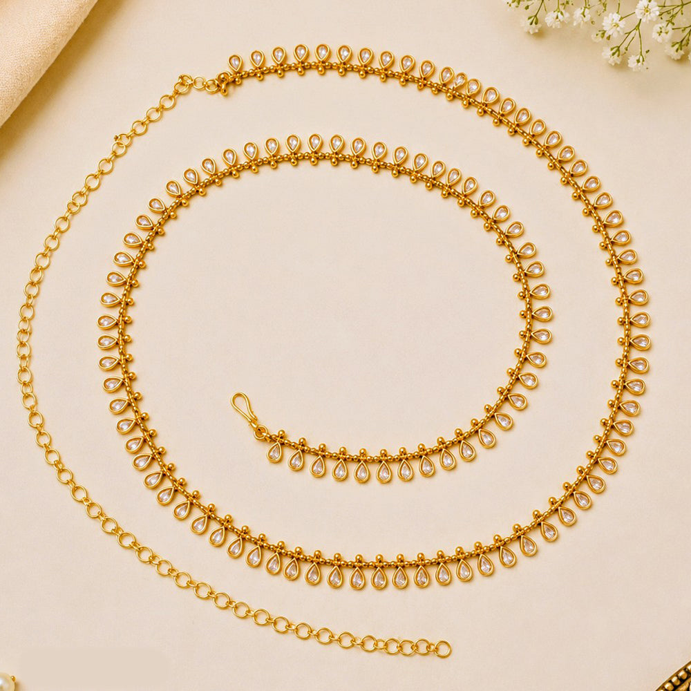 NAFJ Gold Plated Pota Kundan Stone Kamarbandh