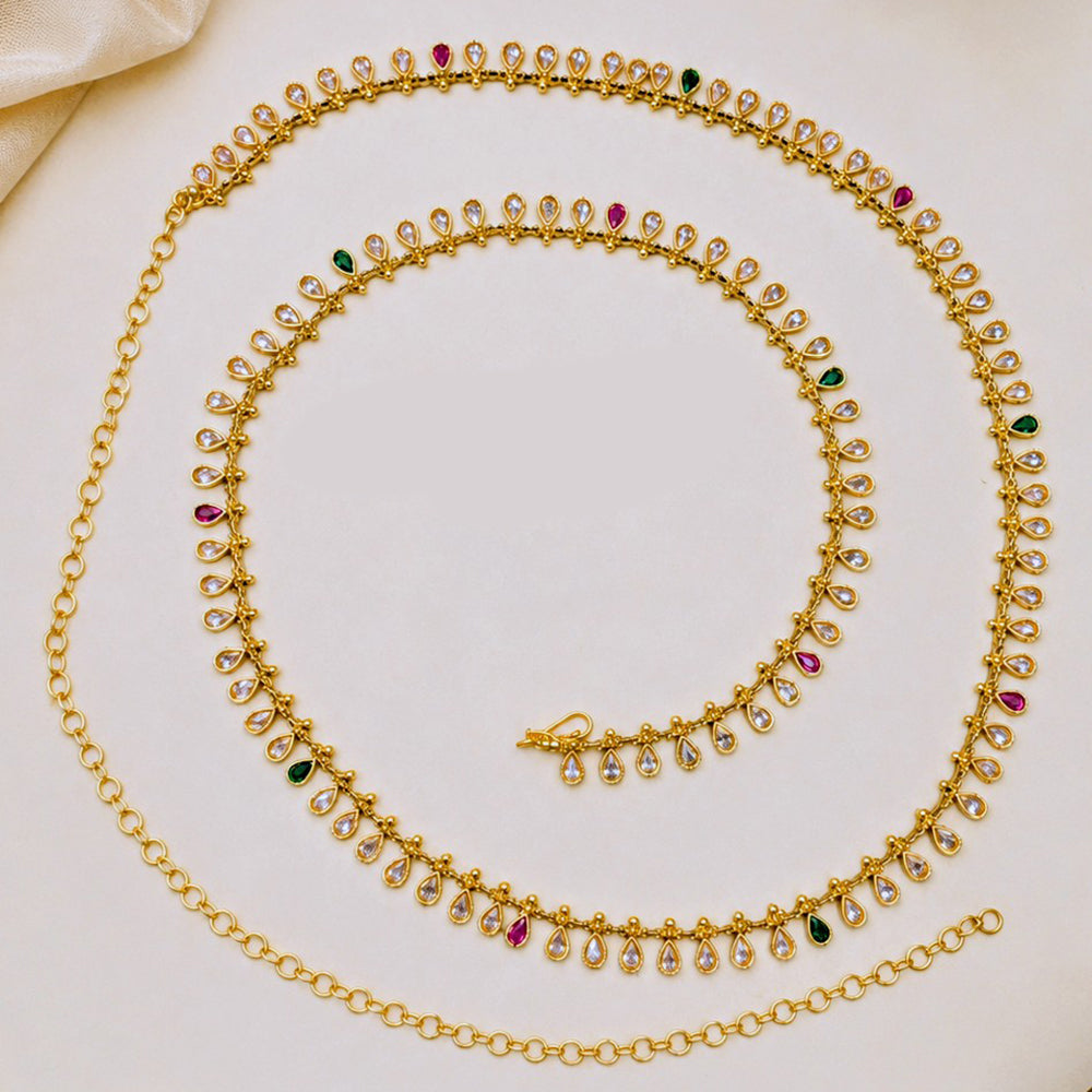 NAFJ Gold Plated Pota Kundan Stone Kamarbandh