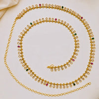 NAFJ Gold Plated Pota Kundan Stone Kamarbandh