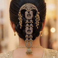 NAFJ Elegant Kundan Stone Hair Bun Cover for Women