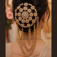 NAFJ Elegant Kundan Stone Hair Bun Cover for Women