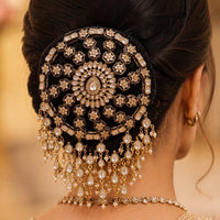 NAFJ Elegant Kundan Stone Hair Bun Cover for Women