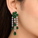 NAFJ Silver Plated Ad Stone Floral Dangler Earrings for Women