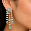 NAFJ Silver Plated Ad Stone Floral Dangler Earrings for Women