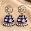 NAFJ Polki Kundan And Meenakari Jhumki Earrings