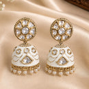 NAFJ Polki Kundan And Meenakari Jhumki Earrings