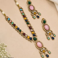 NAFJ Graceful Monalisa And Austrian Stone  Long Necklace Set