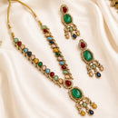 NAFJ Graceful Monalisa And Austrian Stone  Long Necklace Set
