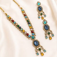 NAFJ Graceful Monalisa And Austrian Stone Long Necklace Set