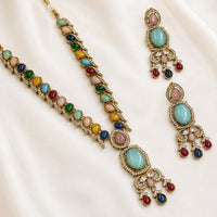 NAFJ Graceful Monalisa And Austrian Stone Long Necklace Set