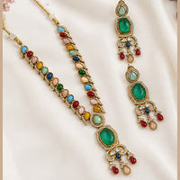 NAFJ Graceful Monalisa And Austrian Stone Long Necklace Set