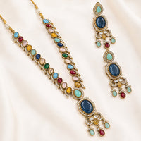 NAFJ Graceful Monalisa And Austrian Stone Long Necklace Set