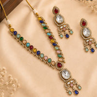 NAFJ Graceful Monalisa And Austrian Stone Long Necklace Set