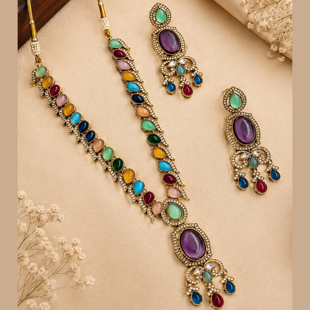 NAFJ Graceful Monalisa And Austrian Stone Long Necklace Set