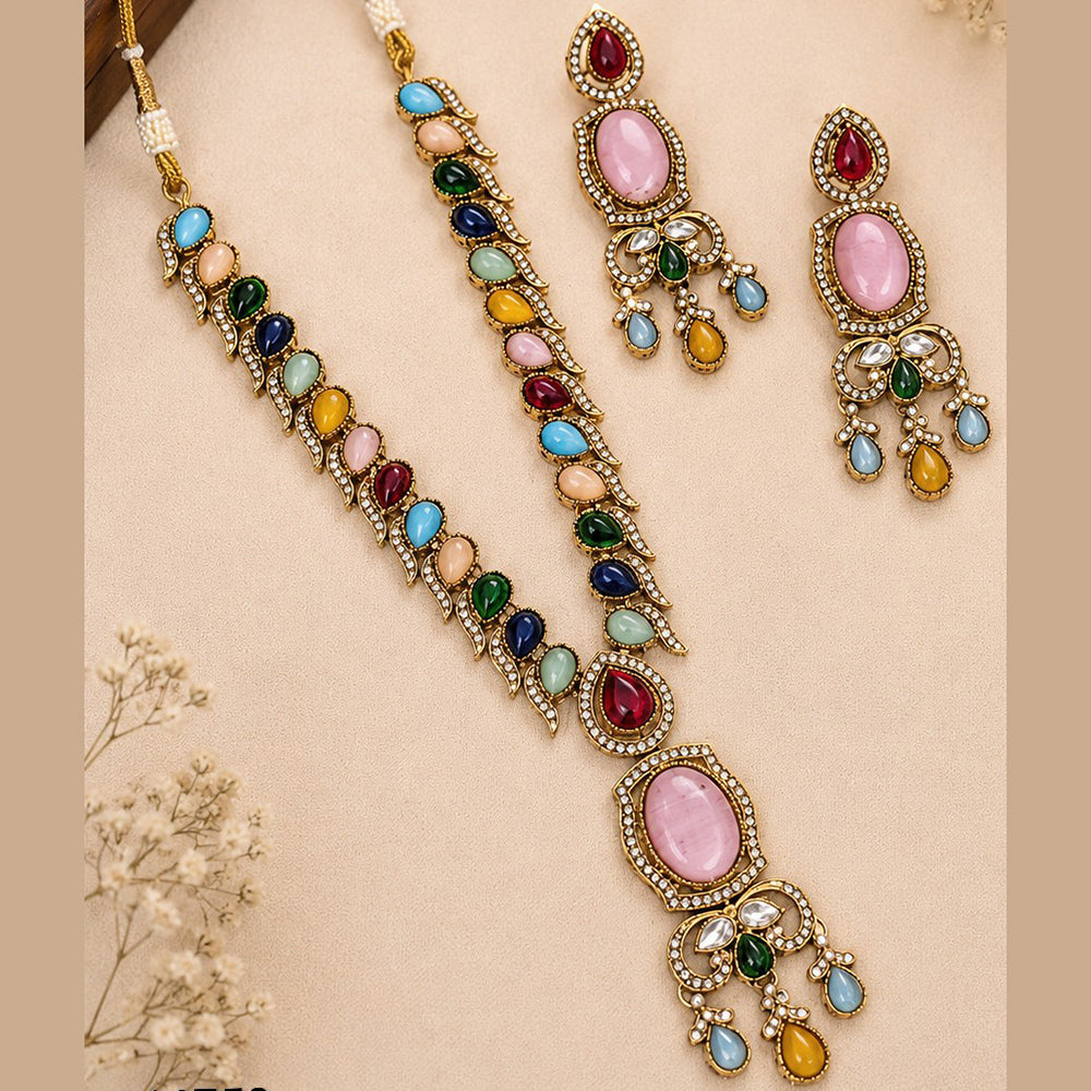NAFJ Graceful Monalisa And Austrian Stone Long Necklace Set