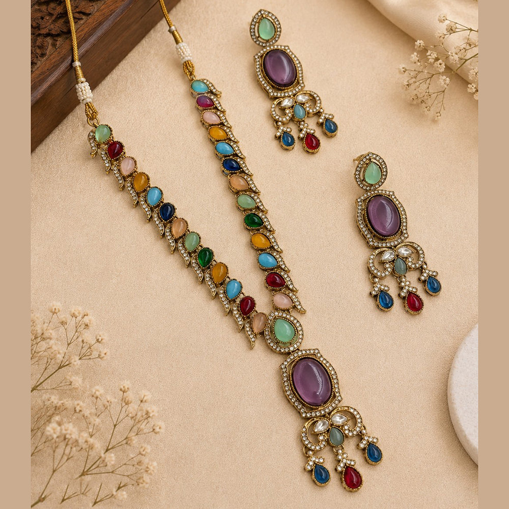 NAFJ Graceful Monalisa And Austrian Stone Long Necklace Set